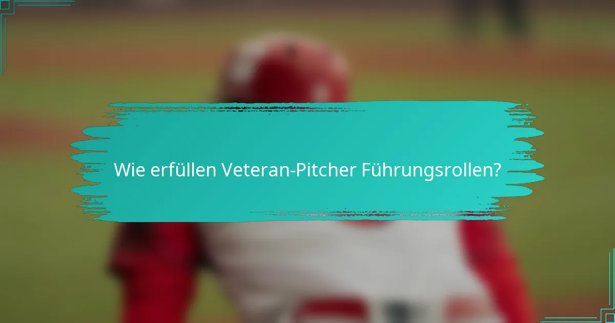 Wie erfüllen Veteran-Pitcher Führungsrollen?